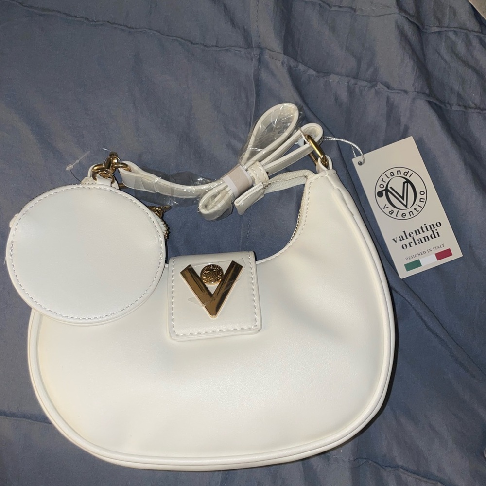Valentino Orlandi White and Gold Shoulder Bag